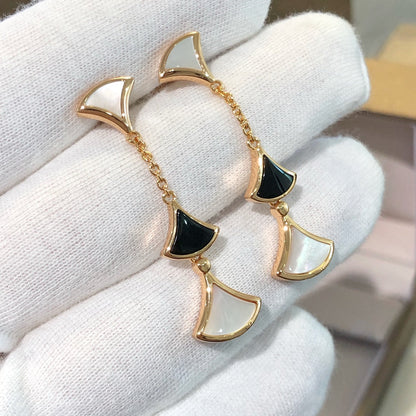 [CharmAmor]DREAM EARRINGS 3 MOTIFS ONYX MOP PINK GOLD