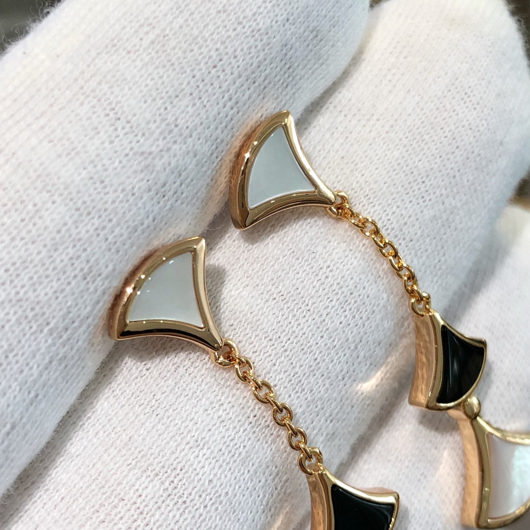 [CharmAmor]DREAM EARRINGS 3 MOTIFS ONYX MOP PINK GOLD