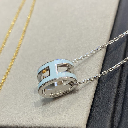 [CharmAmor]POP H LIGHT BLUE NECKLACE