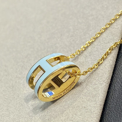 [CharmAmor]POP H LIGHT BLUE NECKLACE