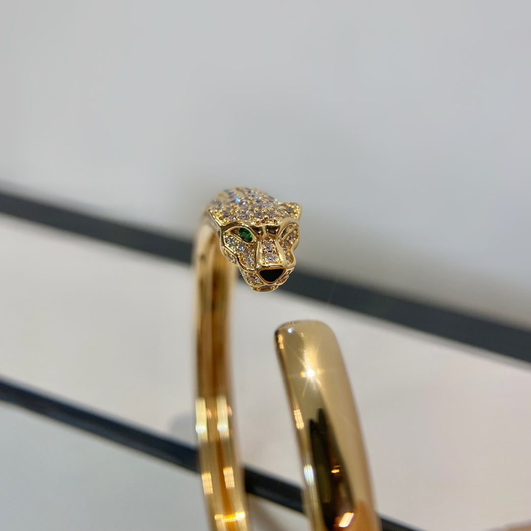 [CharmAmor]PANTHERE GOLD DIAMOND OPEN BRACELET