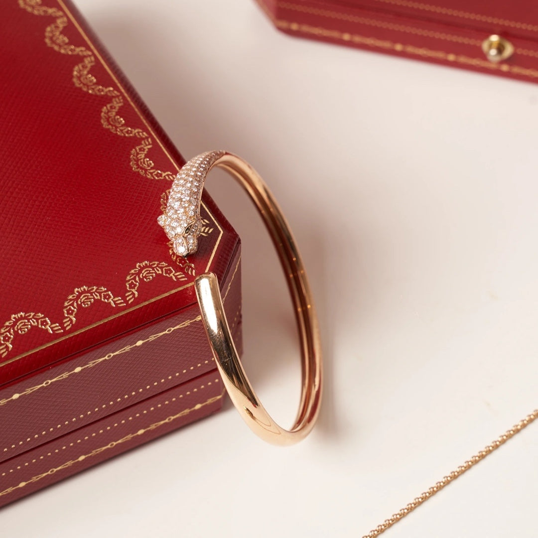 [CharmAmor]PANTHERE ROSE GOLD DIAMOND OPEN BRACELET
