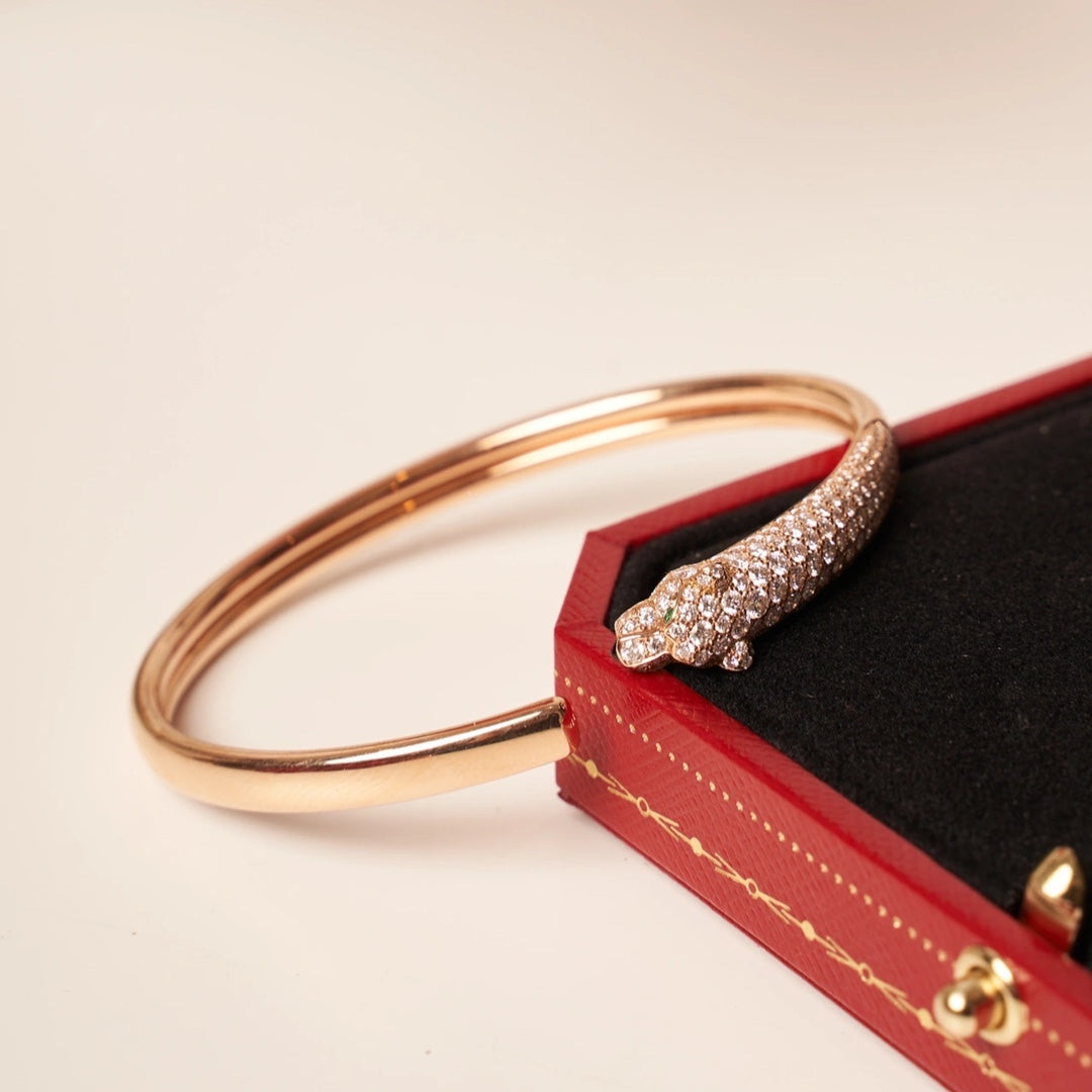[CharmAmor]PANTHERE ROSE GOLD DIAMOND OPEN BRACELET