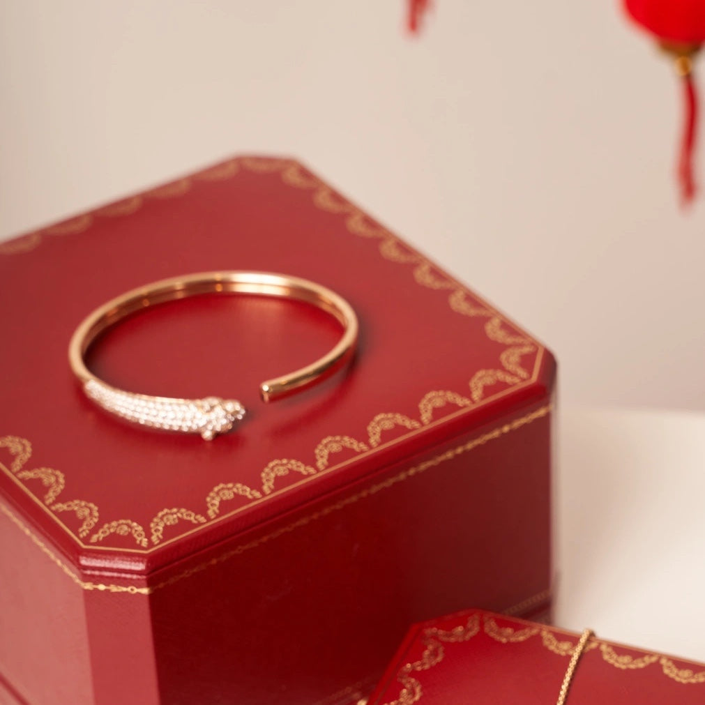 [CharmAmor]PANTHERE ROSE GOLD DIAMOND OPEN BRACELET