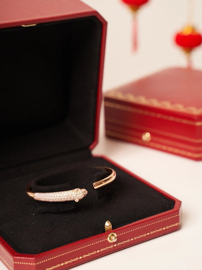 [CharmAmor]PANTHERE ROSE GOLD DIAMOND OPEN BRACELET