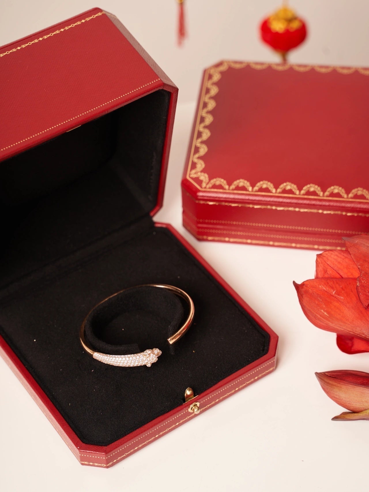 [CharmAmor]PANTHERE ROSE GOLD DIAMOND OPEN BRACELET