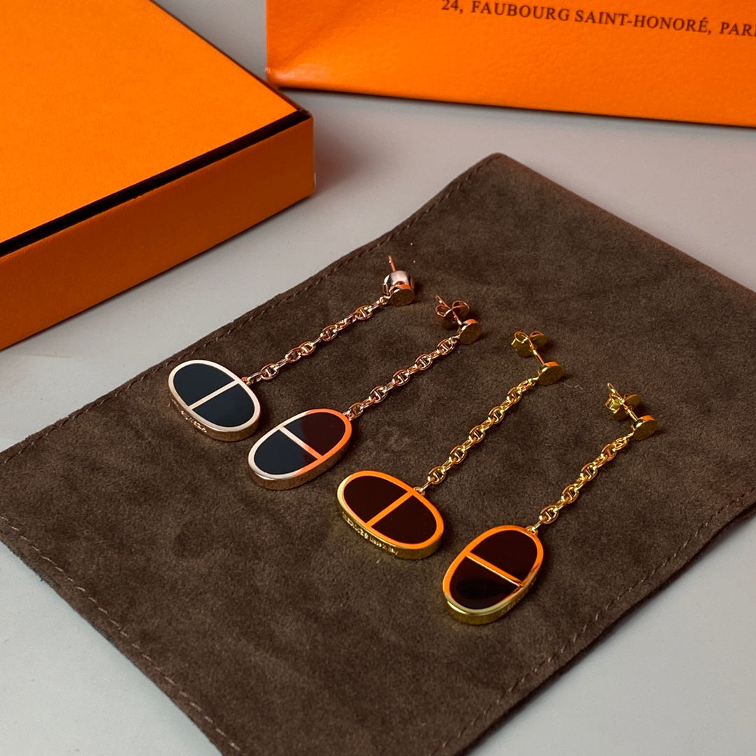 [CharmAmor]CHAINE VERSO BLACK CERAMIC EARRINGS