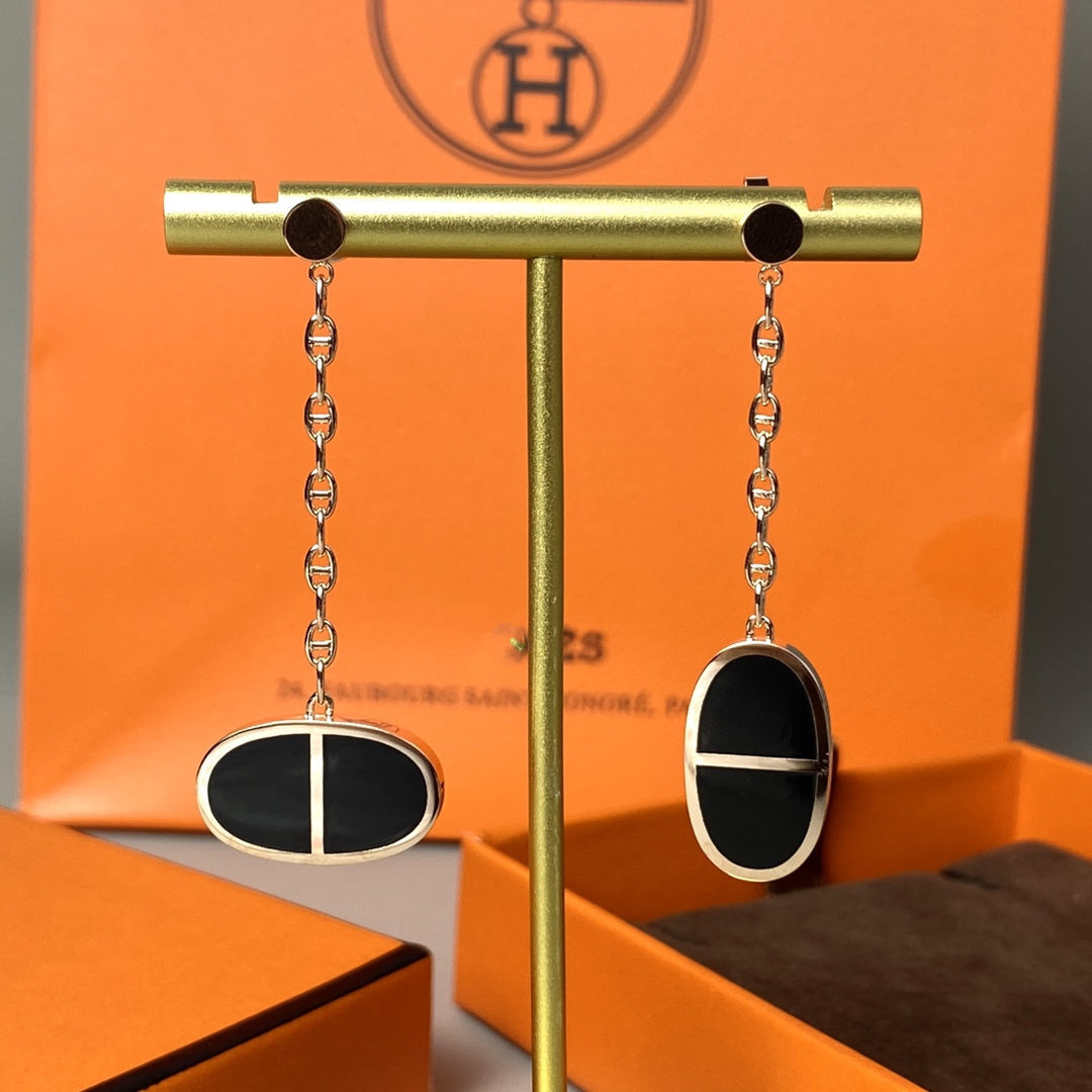 [CharmAmor]CHAINE VERSO BLACK CERAMIC EARRINGS