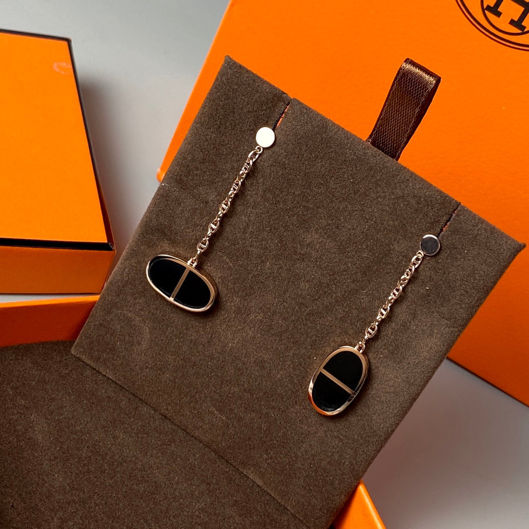 [CharmAmor]CHAINE VERSO BLACK CERAMIC EARRINGS