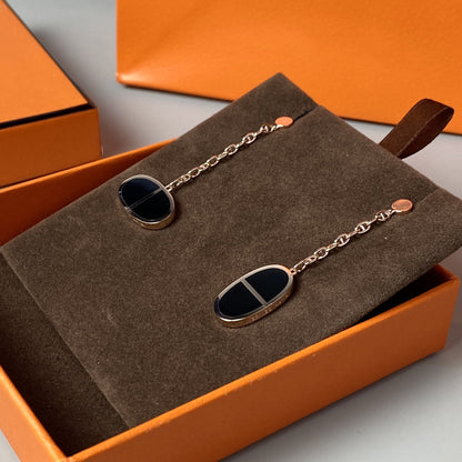 [CharmAmor]CHAINE VERSO BLACK CERAMIC EARRINGS