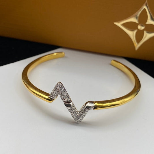 [CharmAmor]VOLTE UPSITE DOWN DIAMOND GOLD OPEN BRACELET