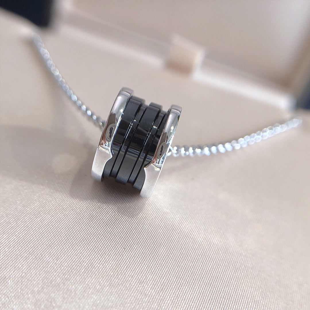 [CharmAmor]ZERO 1 BLACK CERAMIC SILVER NECKLACE