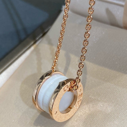 [CharmAmor]ZERO 1 WHITE CERAMIC PINK GOLD NECKLACE