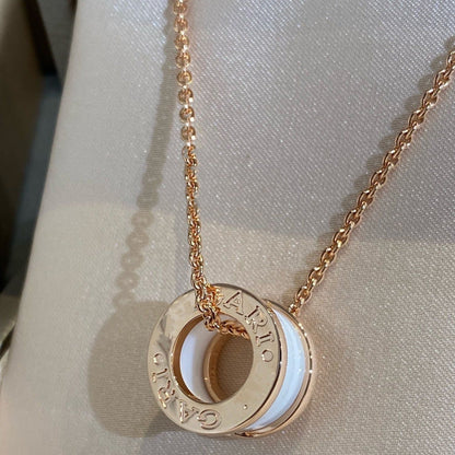 [CharmAmor]ZERO 1 WHITE CERAMIC PINK GOLD NECKLACE
