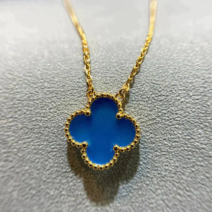 [CharmAmor]CLOVER 15MM BLUE AGATE NECKLACE