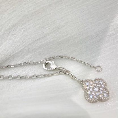 [CharmAmor]CLOVER 5 MOTIFS SILVER DIAMONDS NECKLACE
