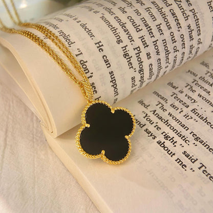 [CharmAmor]CLOVER 25MM NECKLACE GOLD ONYX