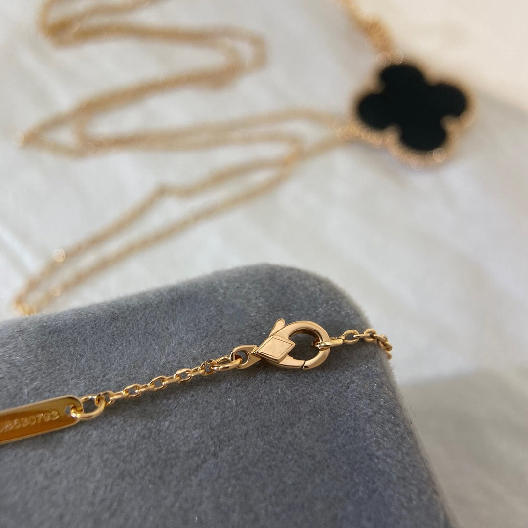[CharmAmor]CLOVER 25MM NECKLACE GOLD ONYX