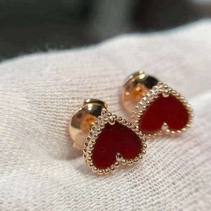 [CharmAmor]HEART CARNELIAN STUD EARRINGS