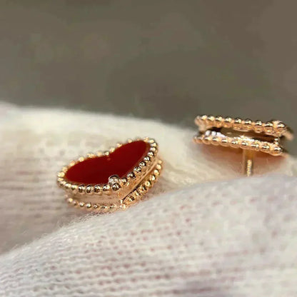[CharmAmor]HEART CARNELIAN STUD EARRINGS