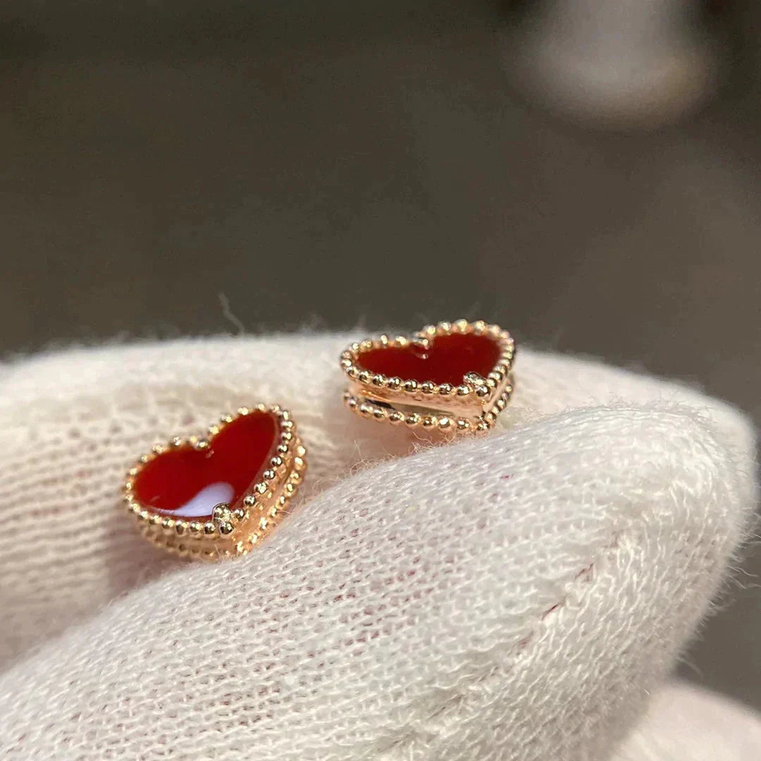 [CharmAmor]HEART CARNELIAN STUD EARRINGS