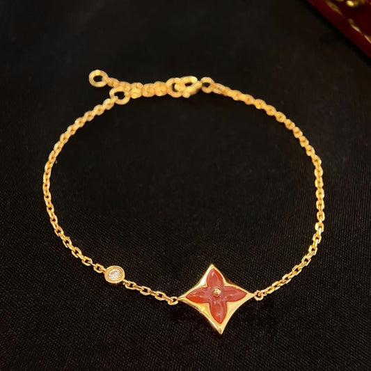 [CharmAmor]COLOR STAR CARNELIAN PINK GOLD DIAMOND BRACELET
