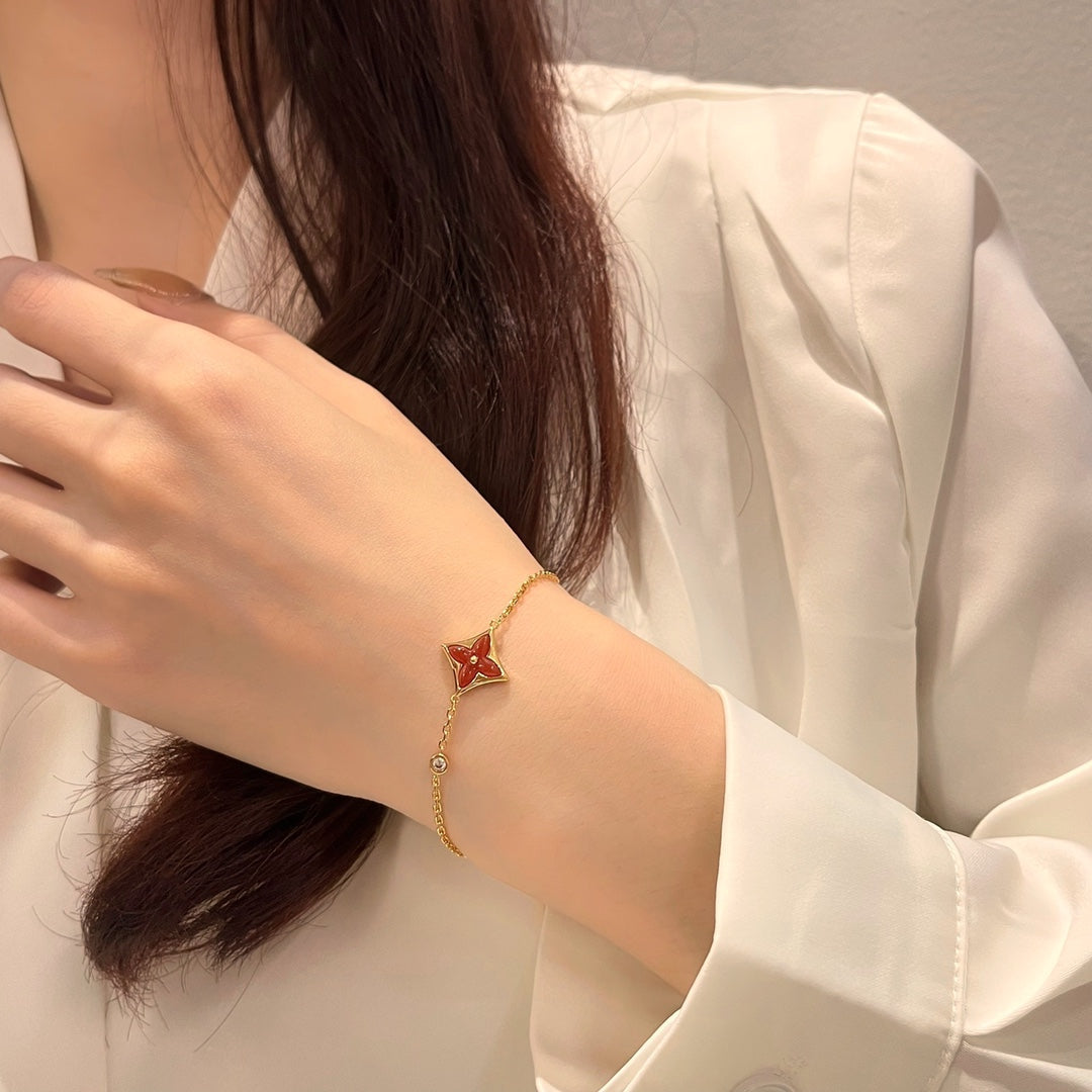 [CharmAmor]COLOR STAR CARNELIAN PINK GOLD DIAMOND BRACELET