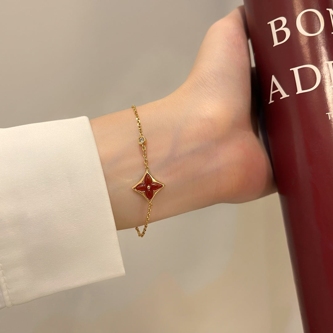 [CharmAmor]COLOR STAR CARNELIAN PINK GOLD DIAMOND BRACELET