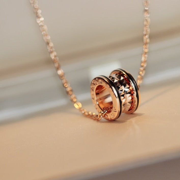 [CharmAmor]ZERO 1 ROCK PEDANT PINK GOLD BLACK NECKLACE