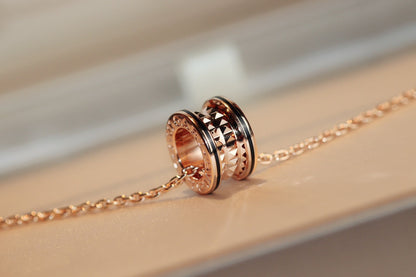 [CharmAmor]ZERO 1 ROCK PEDANT PINK GOLD BLACK NECKLACE
