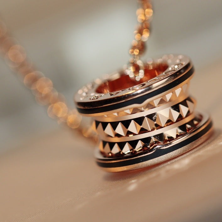 [CharmAmor]ZERO 1 ROCK PEDANT PINK GOLD BLACK NECKLACE