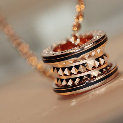 [CharmAmor]ZERO 1 ROCK PEDANT PINK GOLD BLACK NECKLACE