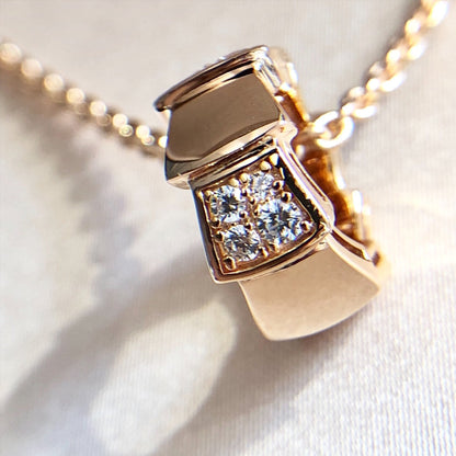 [CharmAmor]SERPENTI PEDANT DIAMOND PINK GOLD NECKLACE