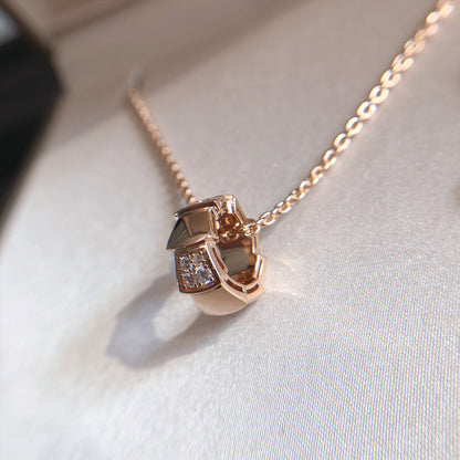 [CharmAmor]SERPENTI PEDANT DIAMOND PINK GOLD NECKLACE