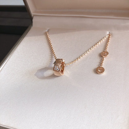 [CharmAmor]SERPENTI PEDANT DIAMOND PINK GOLD NECKLACE