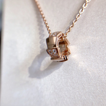 [CharmAmor]SERPENTI PEDANT DIAMOND PINK GOLD NECKLACE