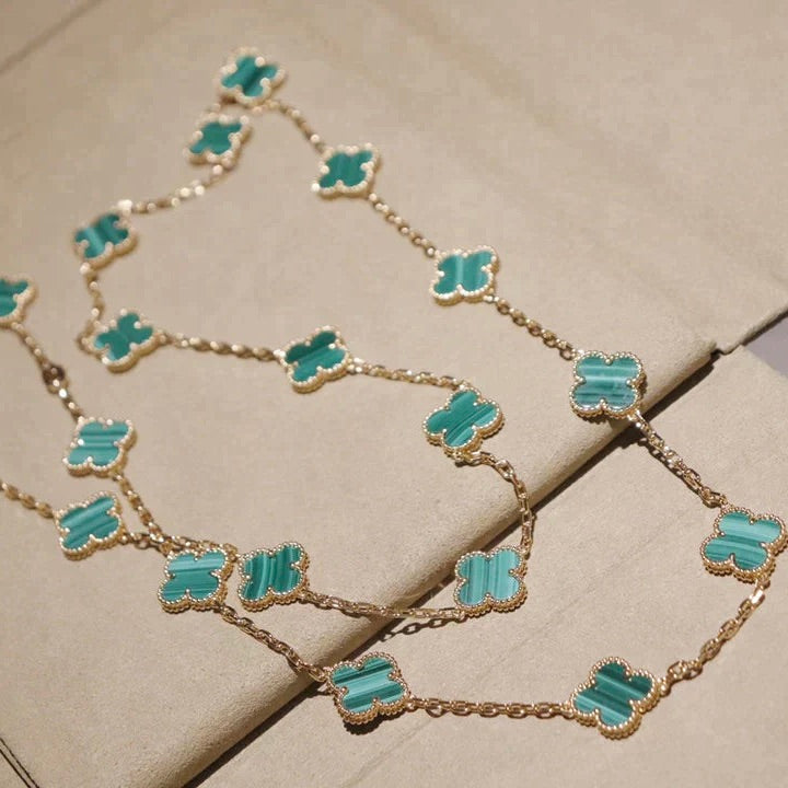 [CharmAmor]CLOVER 20 MOTIFS MALACHITE GOLD