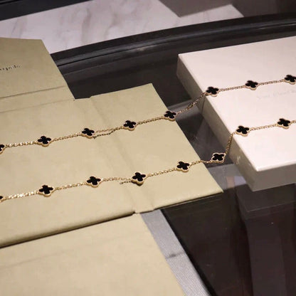 [CharmAmor]CLOVER 20 MOTIFS ONYX NECKLACE