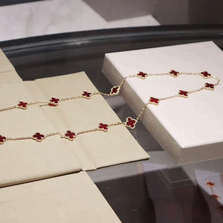 [CharmAmor]CLOVER 20 MOTIFS CARNELIAN NECKLACE