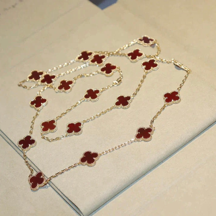 [CharmAmor]CLOVER 20 MOTIFS CARNELIAN NECKLACE