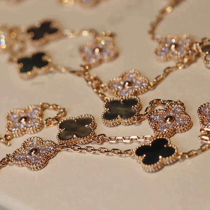 [CharmAmor]CLOVER 20 MOTIFS DARK MOP DIAMOND  NECKLACE