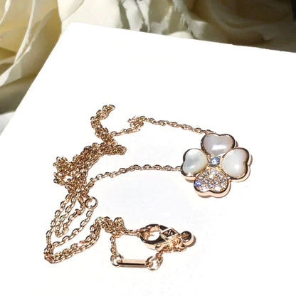 [CharmAmor]CLOVER MOP DIAMOND ROSE GOLD NECKLACE