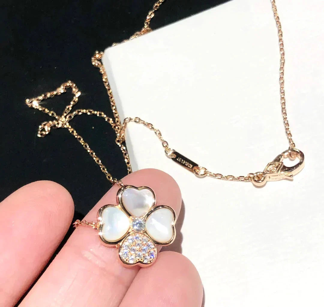 [CharmAmor]CLOVER MOP DIAMOND ROSE GOLD NECKLACE