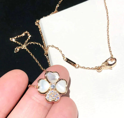 [CharmAmor]CLOVER MOP DIAMOND ROSE GOLD NECKLACE