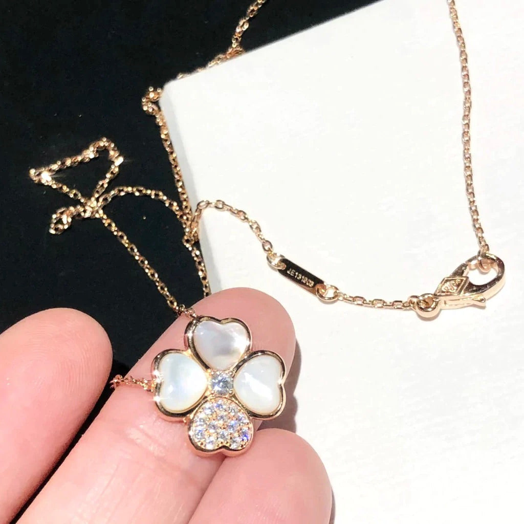 [CharmAmor]CLOVER MOP DIAMOND ROSE GOLD NECKLACE