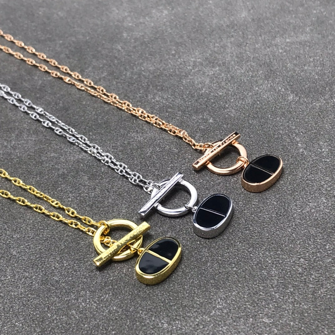 [CharmAmor]CHAINE VERSO BLACK CERAMIC  NECKLACE