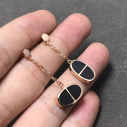 [CharmAmor]CHAINE VERSO BLACK CERAMIC SILVER EARRINGS