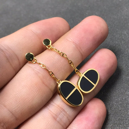 [CharmAmor]CHAINE VERSO BLACK CERAMIC SILVER EARRINGS
