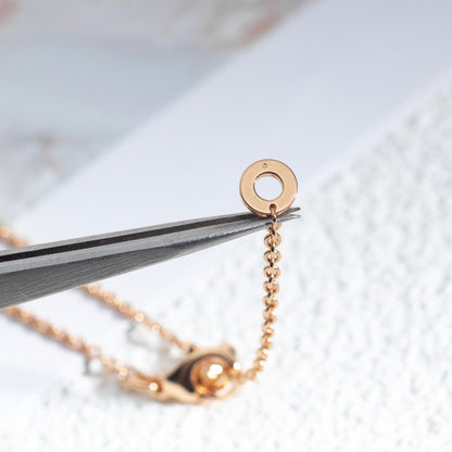 [CharmAmor]ZERO 1 WHITE CERAMIC PINK GOLD DIAMOND NECKLACE
