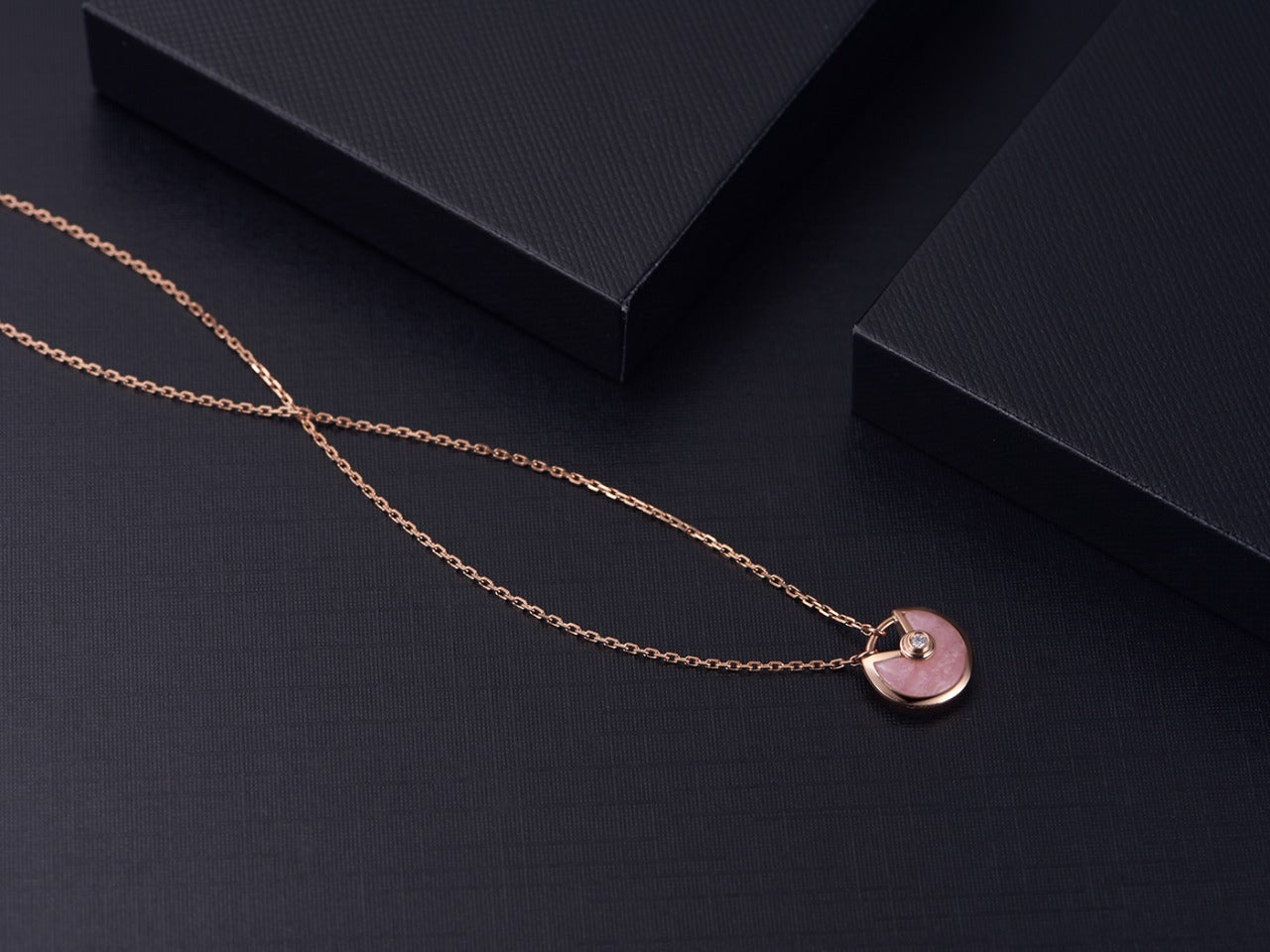 [CharmAmor]AMULETTE ROSE GOLD PINK MOP NECKLACE